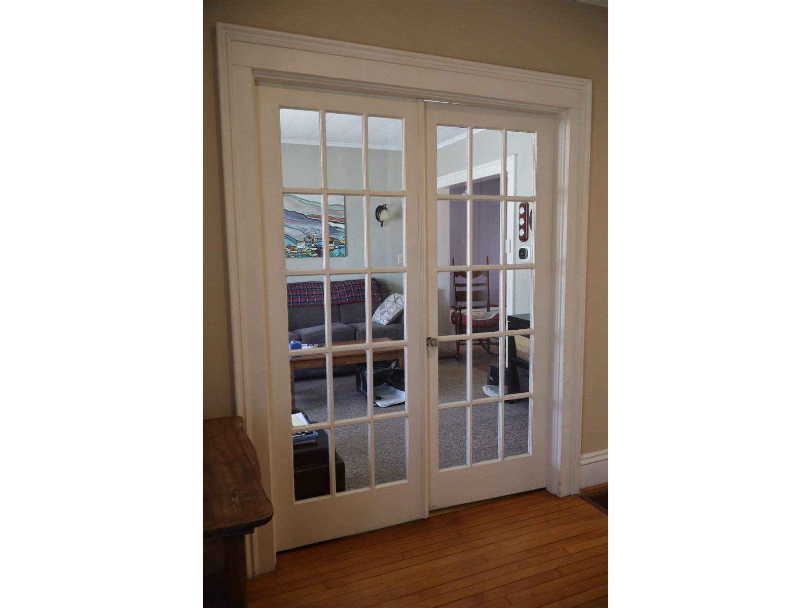 double glass doors into living room