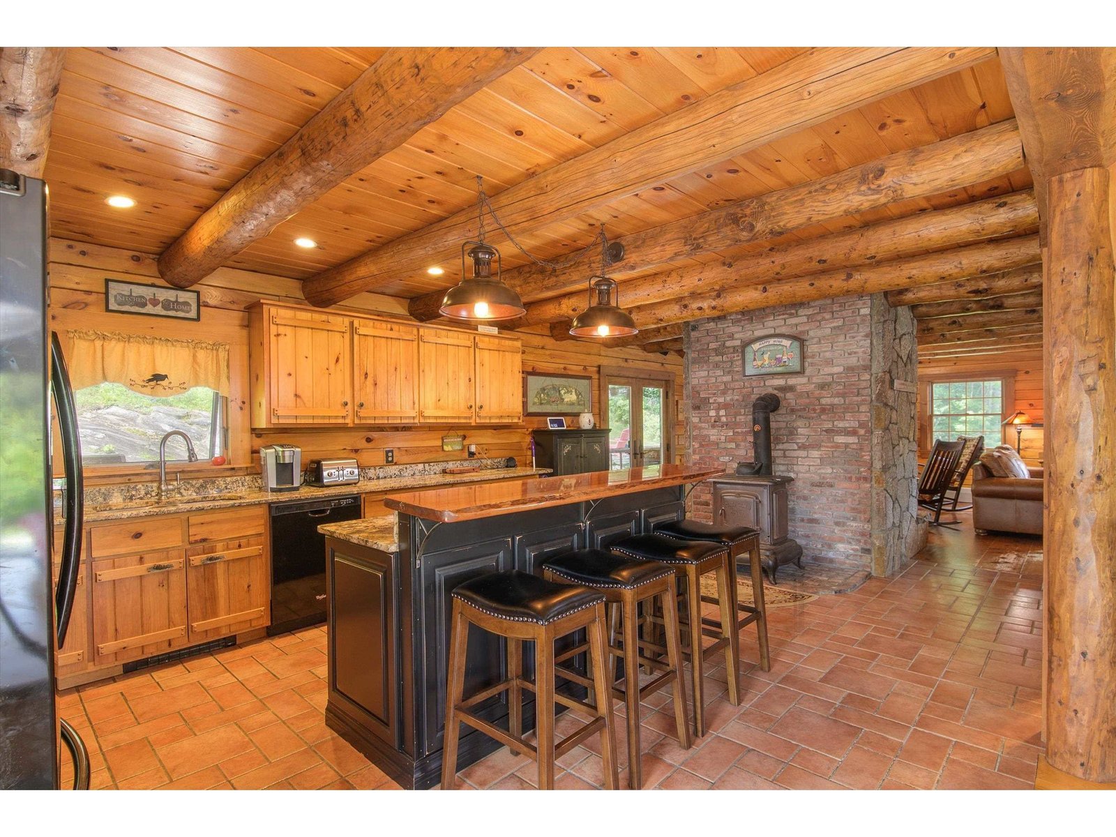 with Antique wood stove...