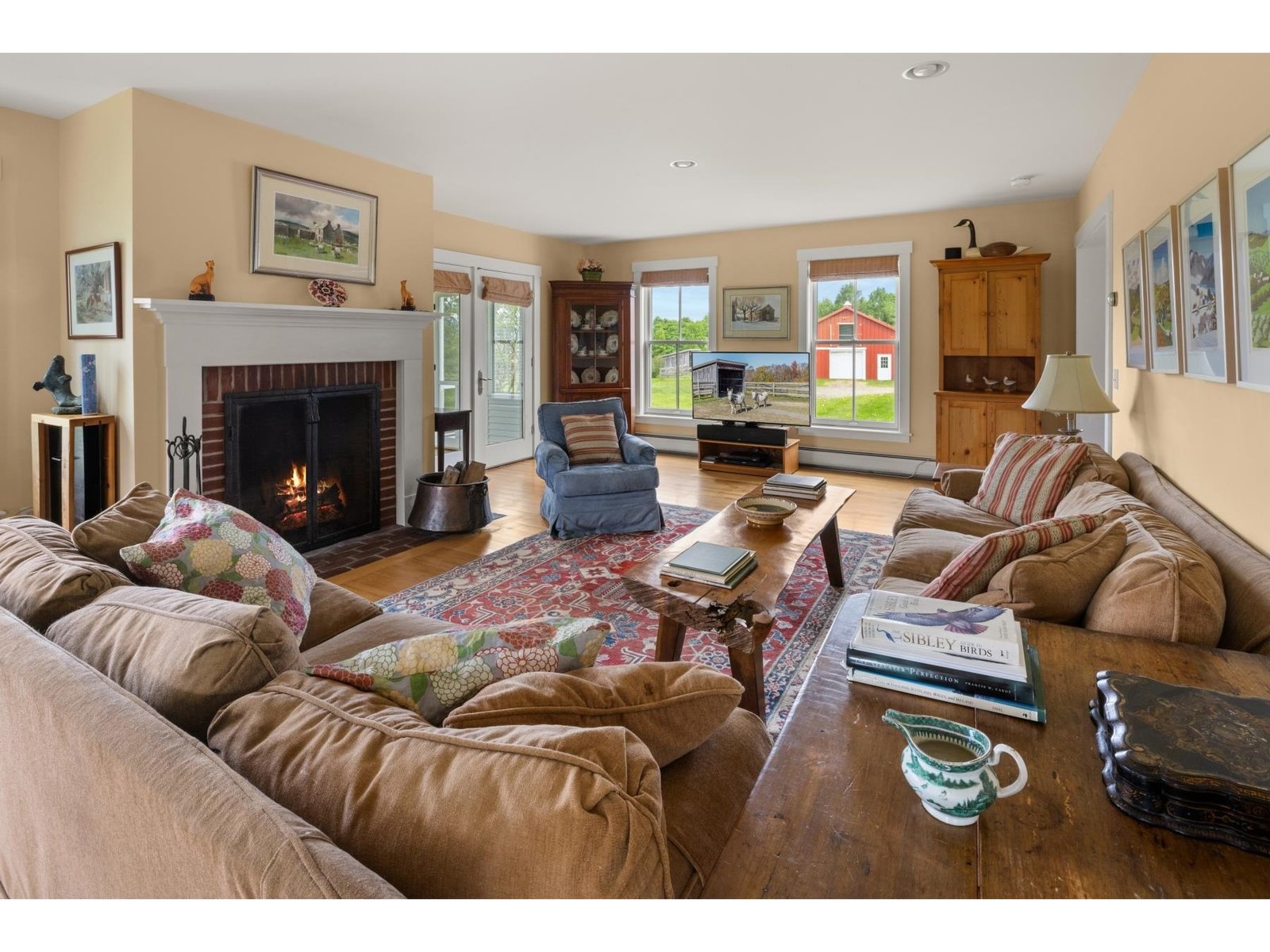 Living room with Rumford fireplace
