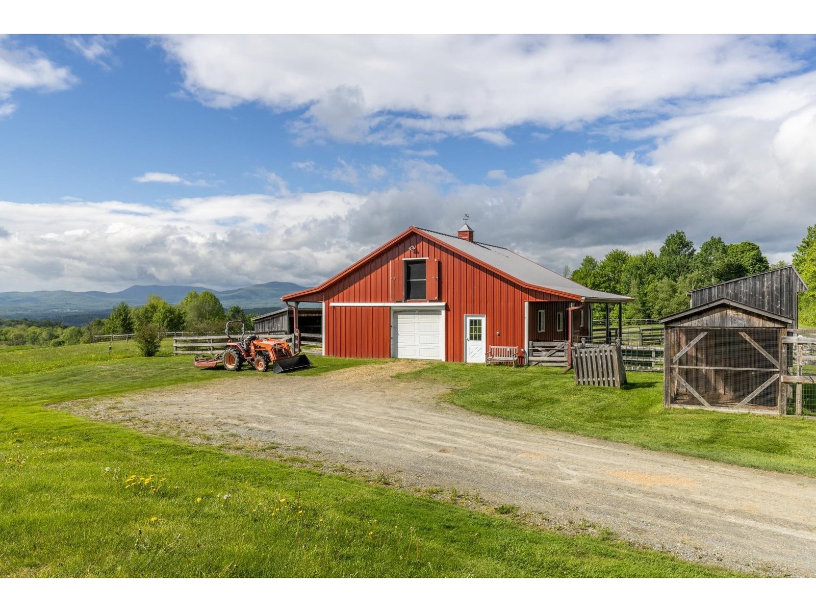 With a modern barn