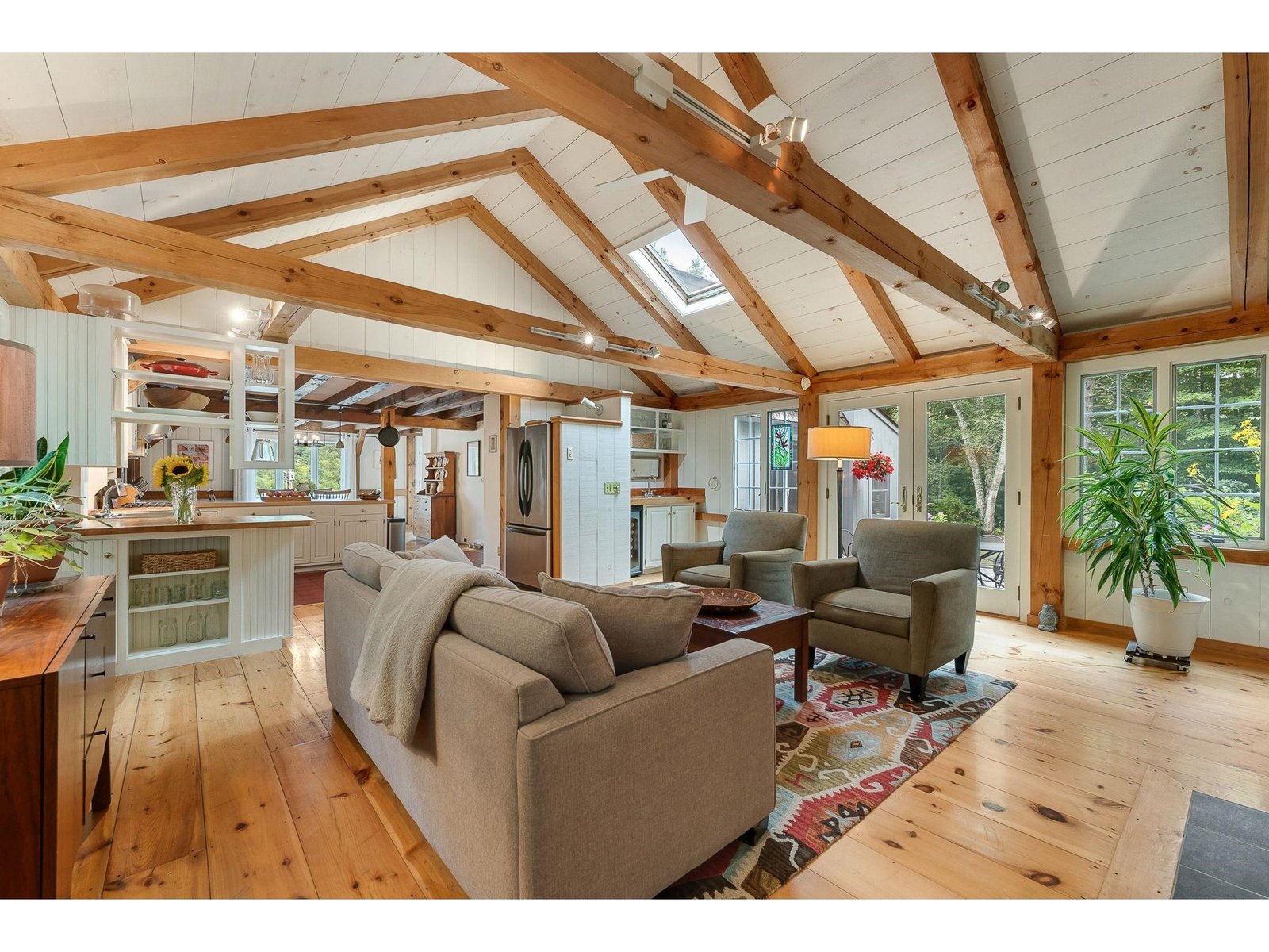 View across family room to patio