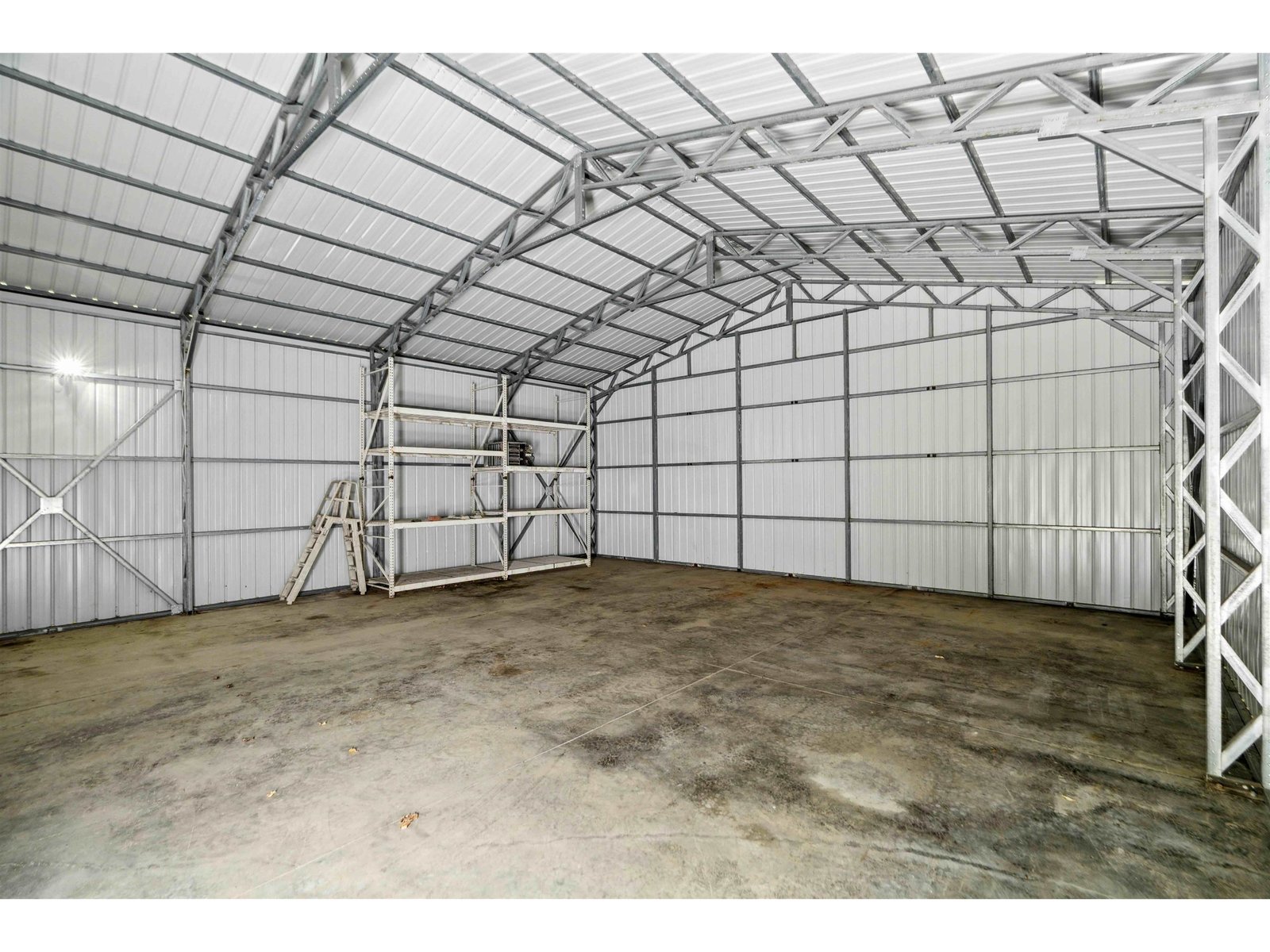 Interior of metal building