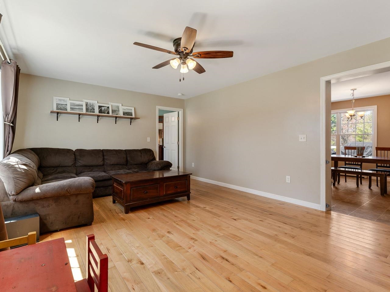 Living room flows to kitchen