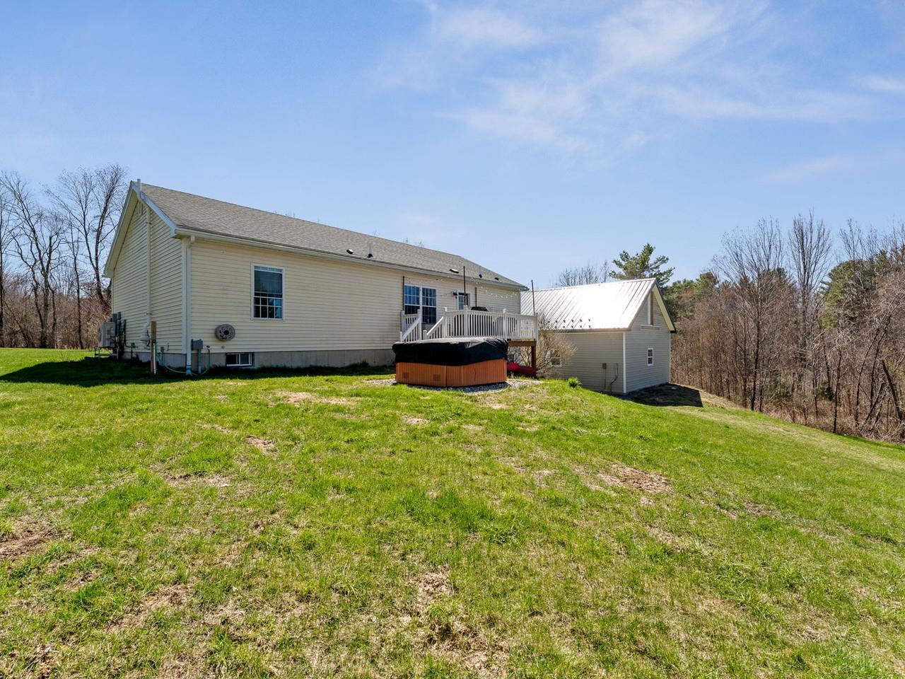 Rear view with hot tub
