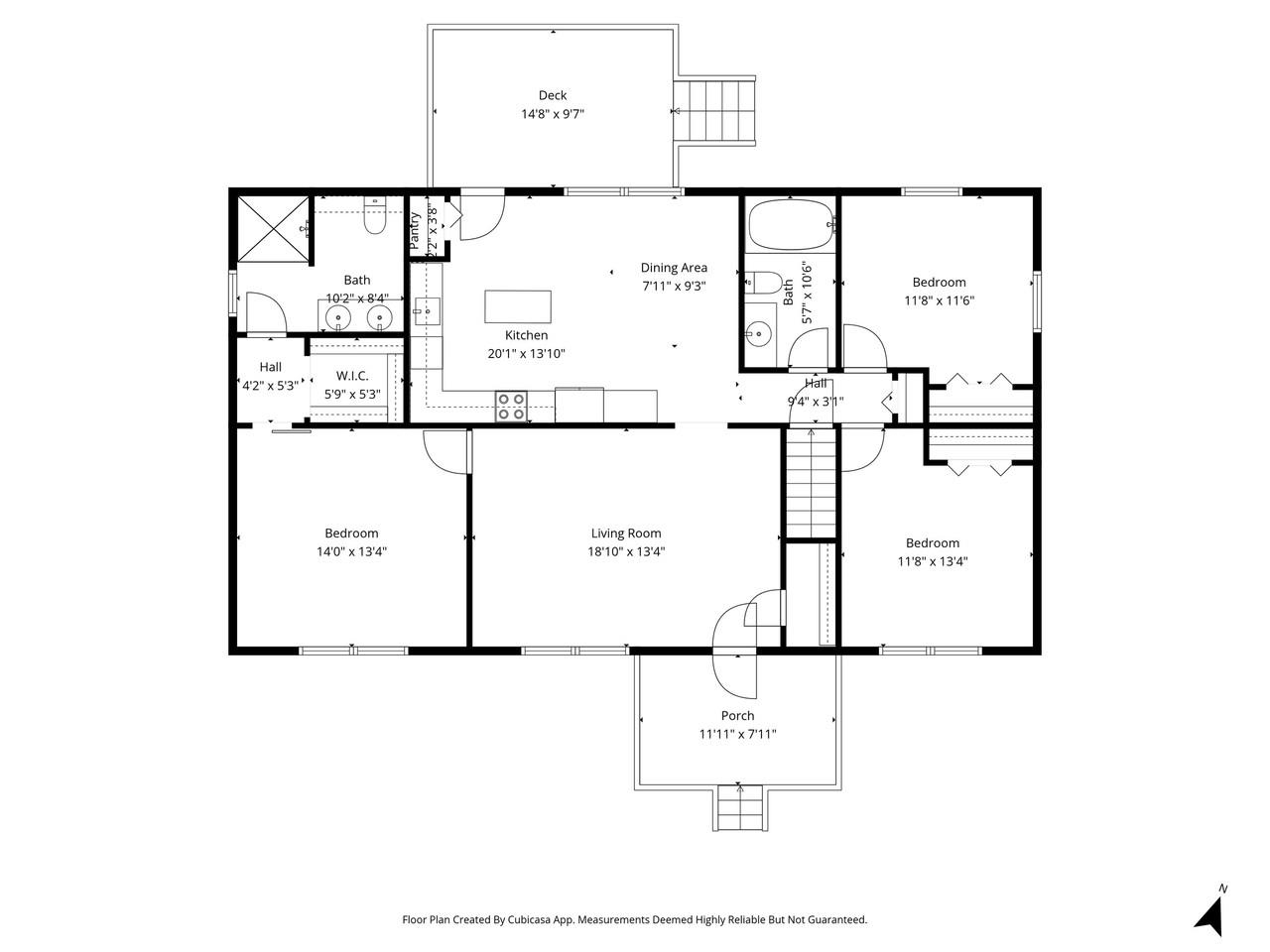 First floor with deck & porch