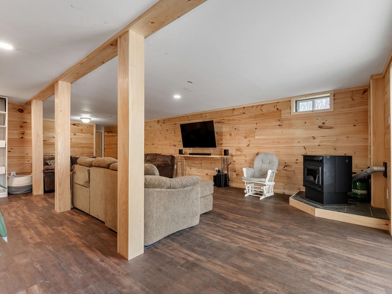 Pellet stove in family room