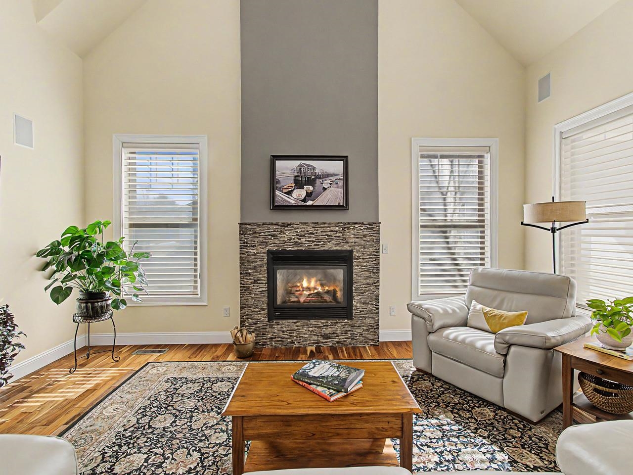 Cozy gas fireplace