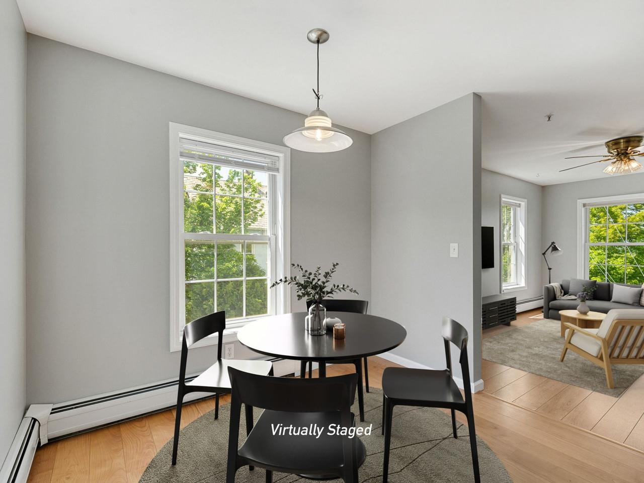 Dining space virtually staged