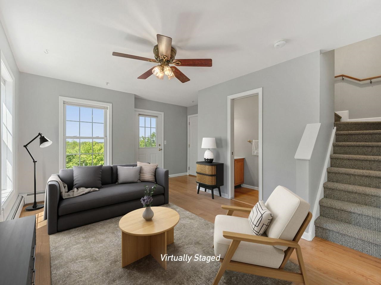 Living room virtually staged