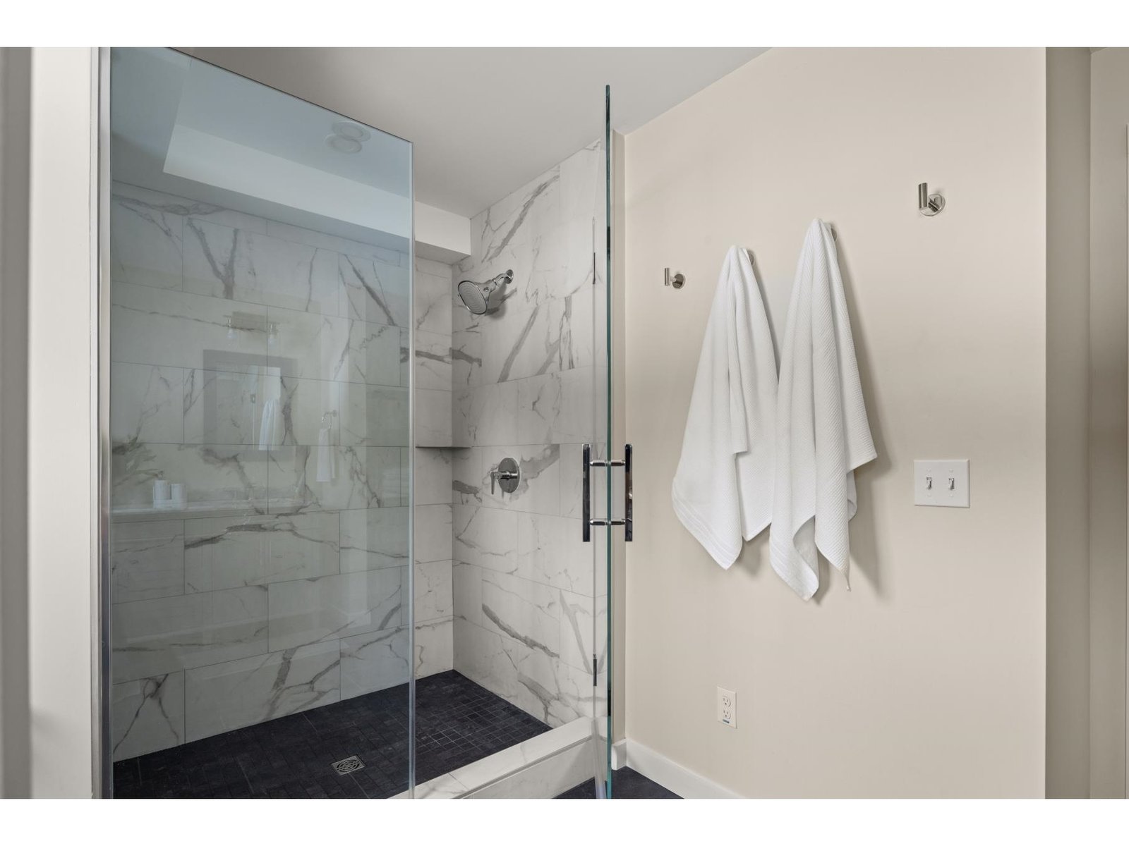 Walk-in tiled shower