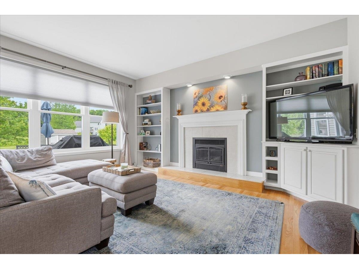 Gorgeous gas fireplace with custom built-ins