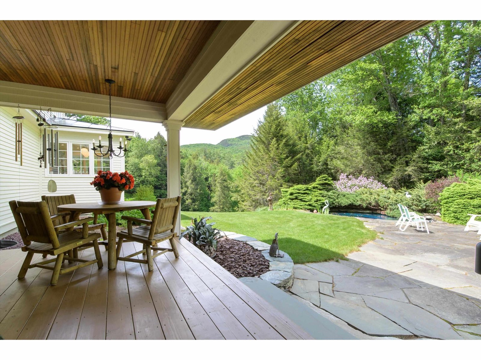 Back deck to stone patio