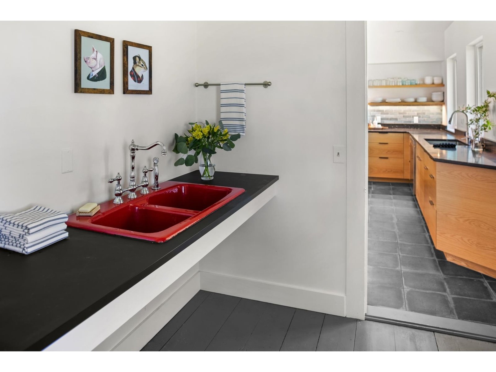 Who doesn't want a red vintage sink?