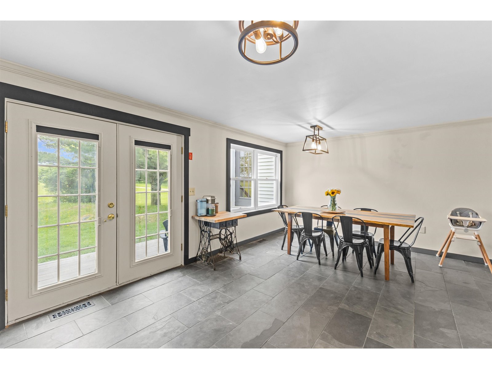 Dining area and french door.