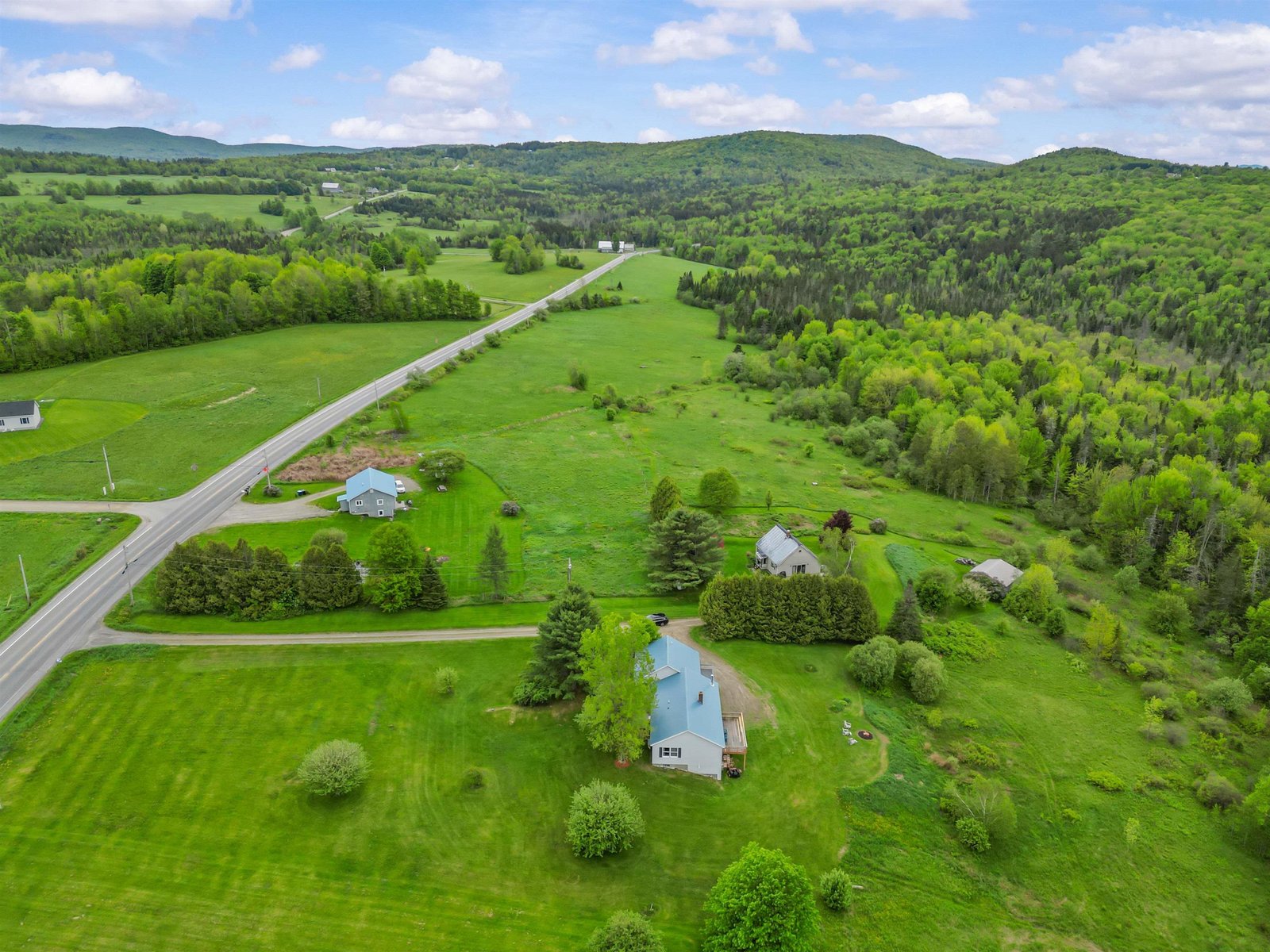 Aerial perspective of the homestead.