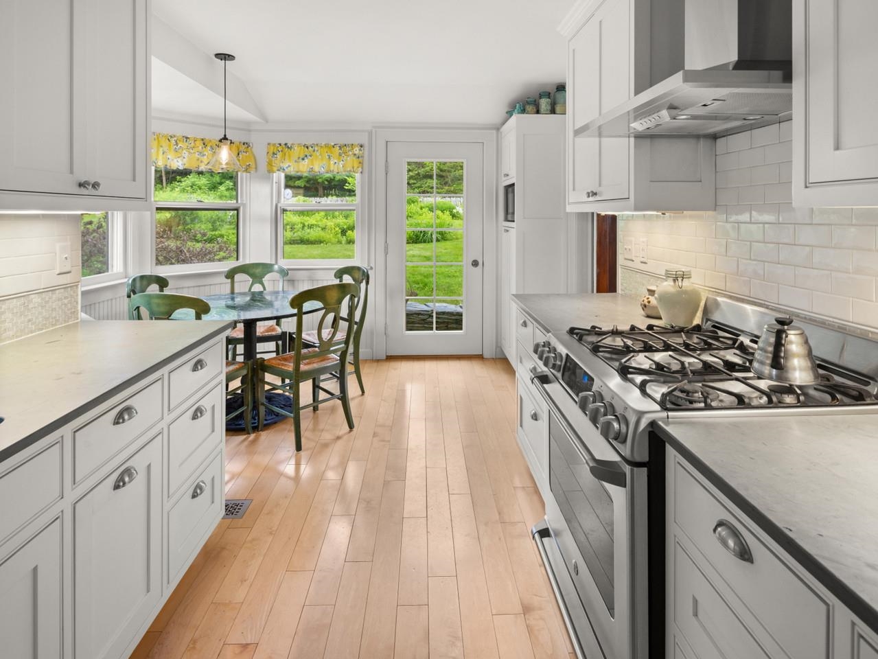 Galley kitchen w/slate counter