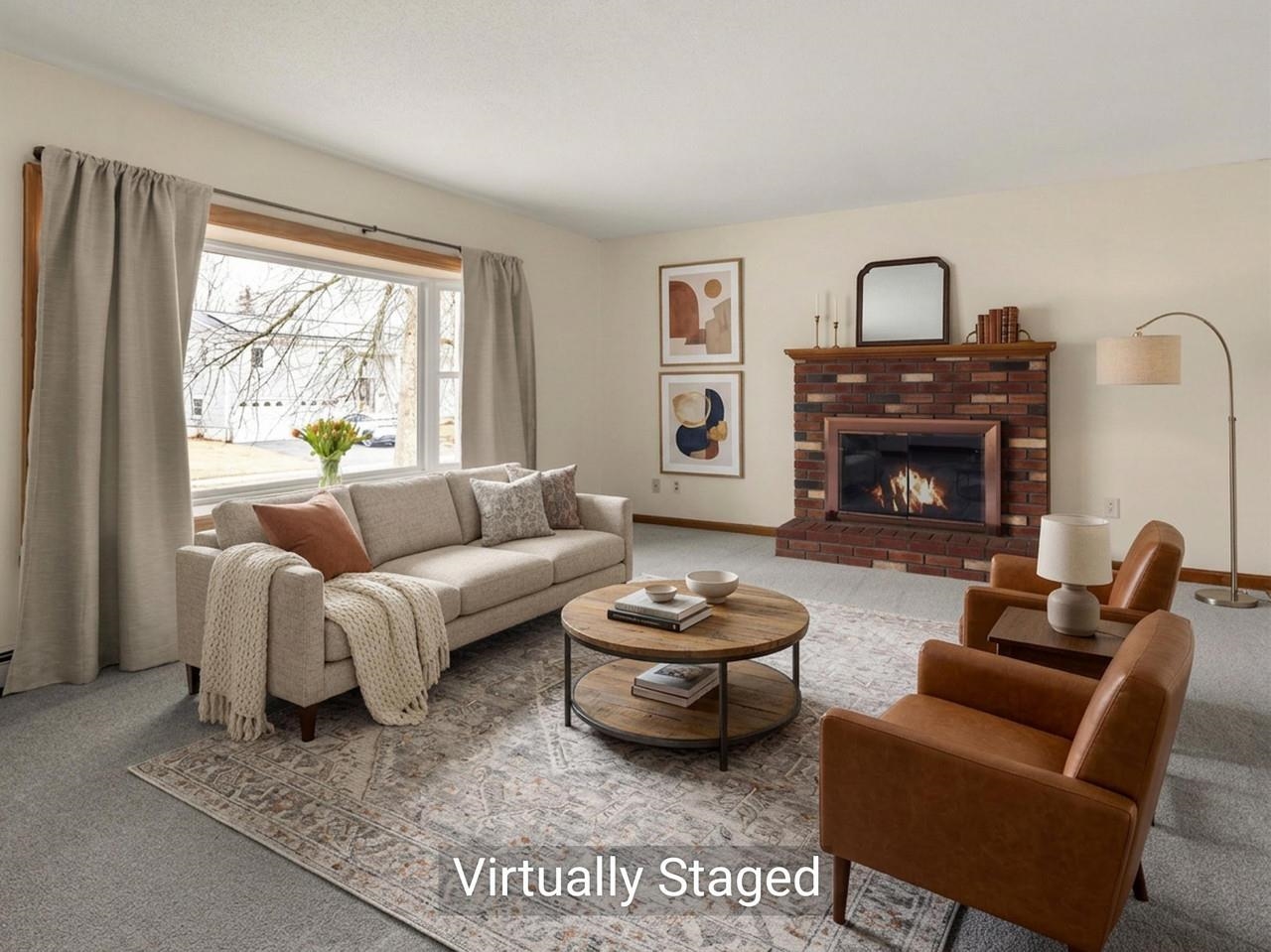 Wood Fire-Lit Living Room