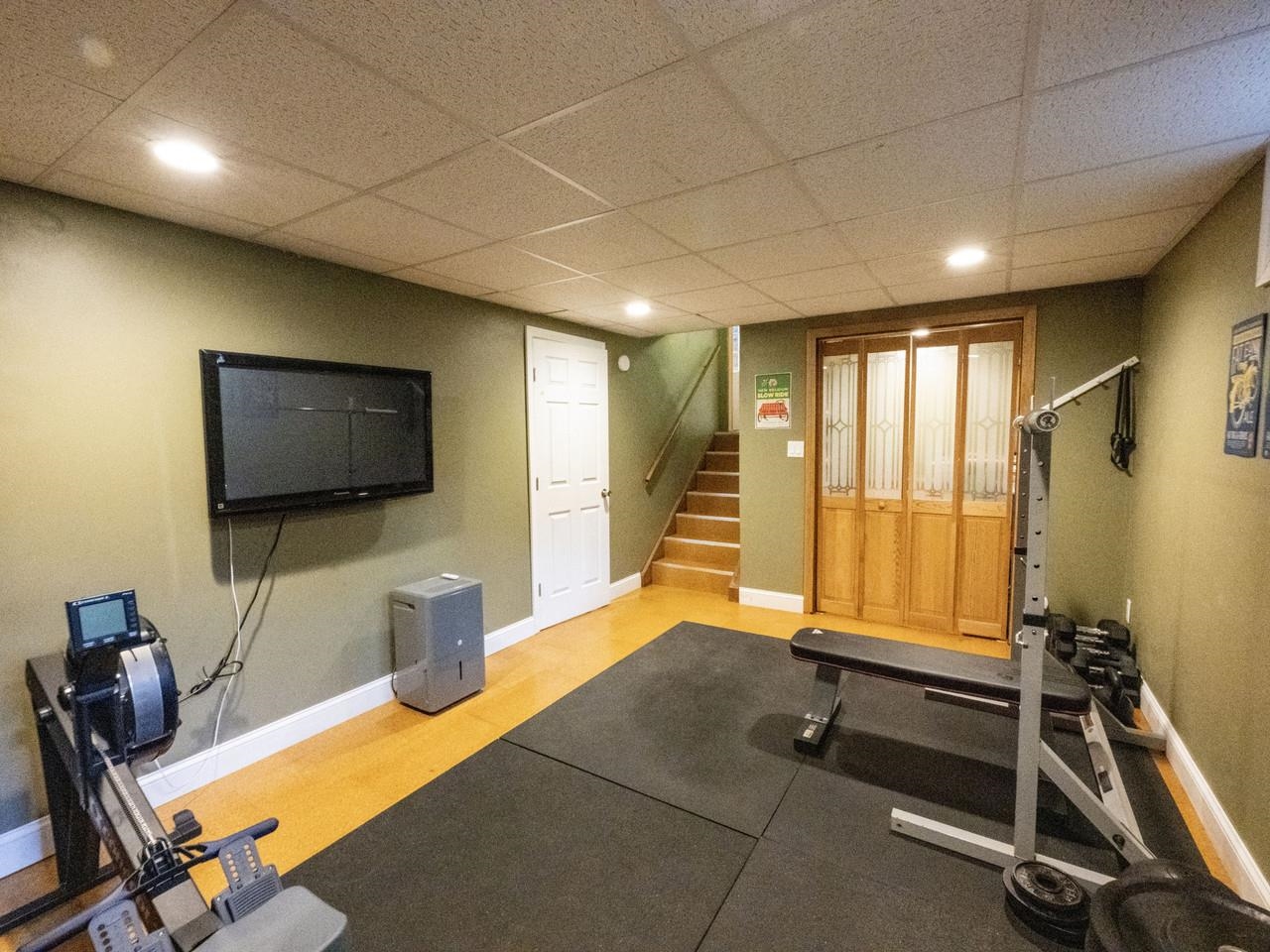With cork floor/storage closet