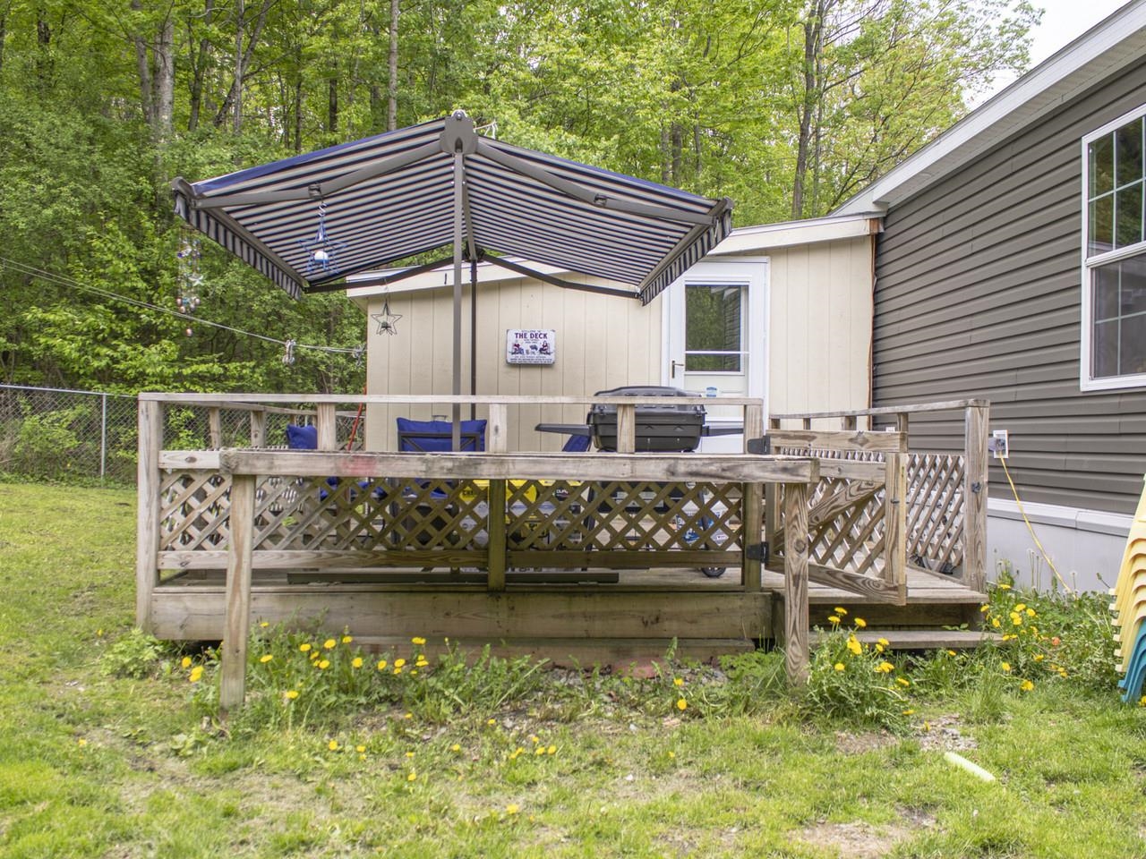 Wood deck with wooded view