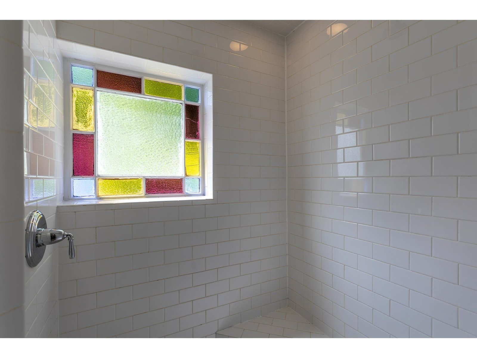 Stained glass shower window