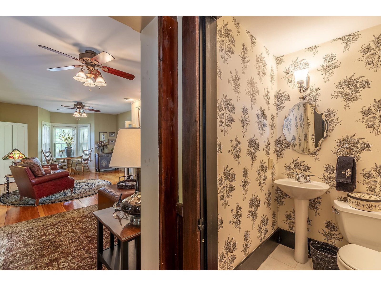 Powder room in hall