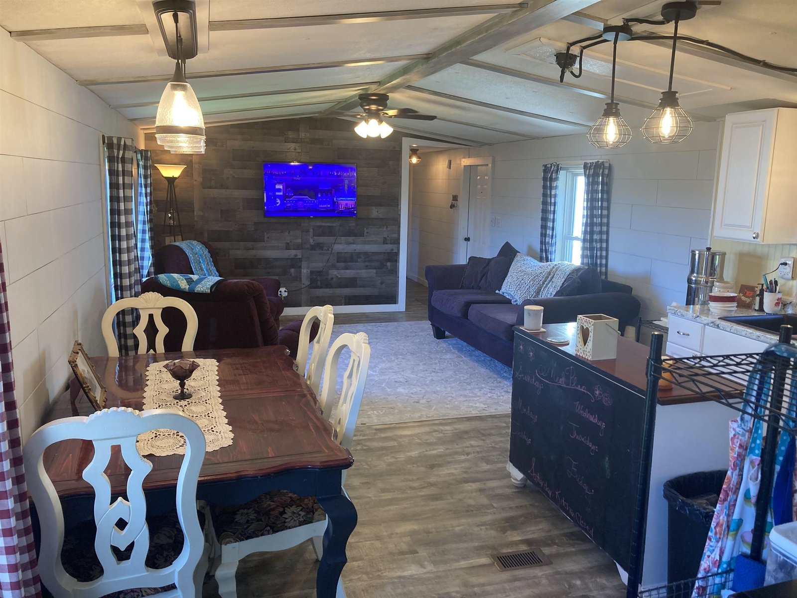 Kitchen, dining and living room