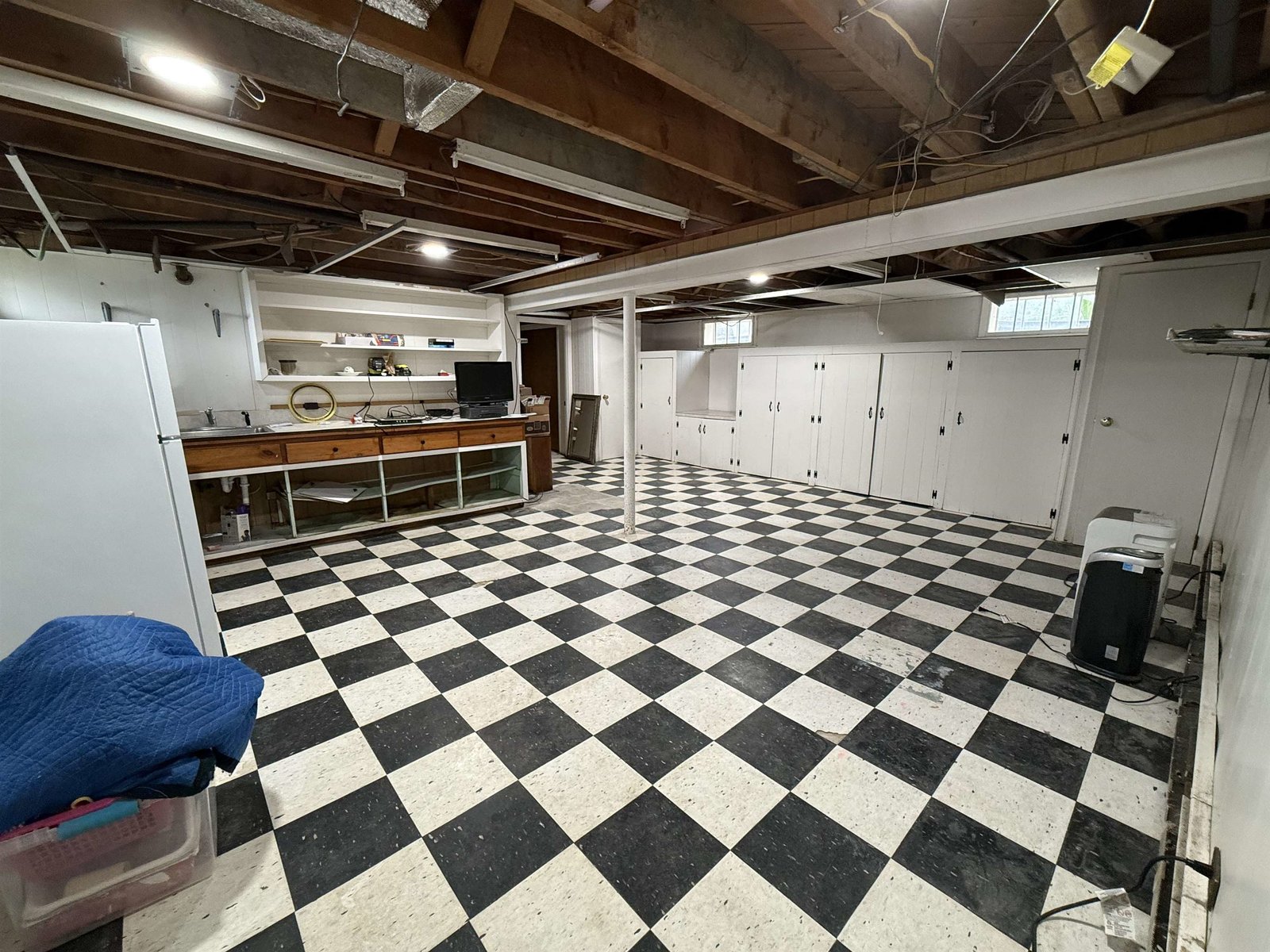 family room in basement