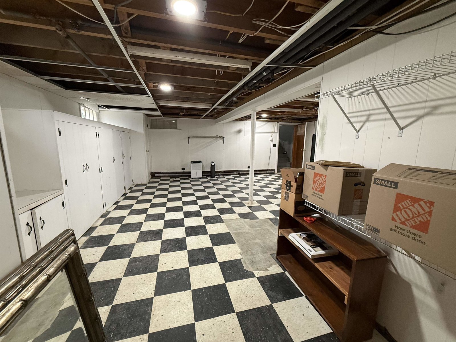 family room in basement