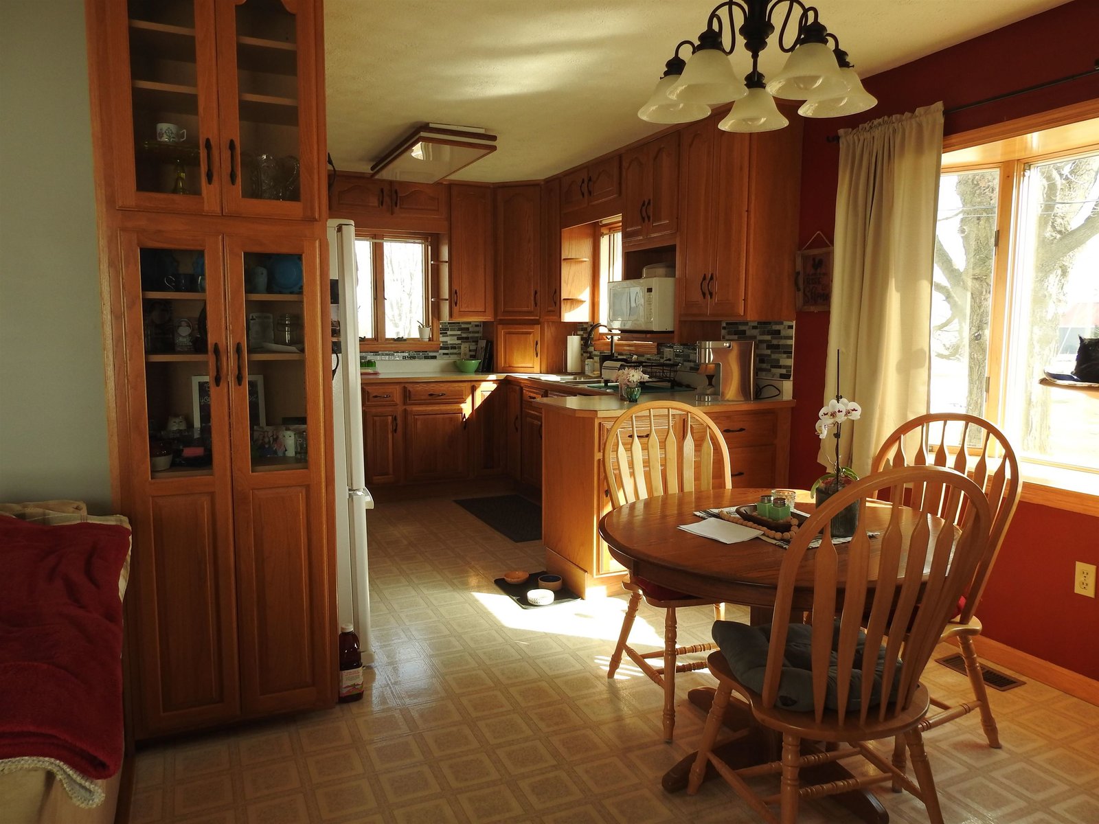 Dining area with built in china cabinet