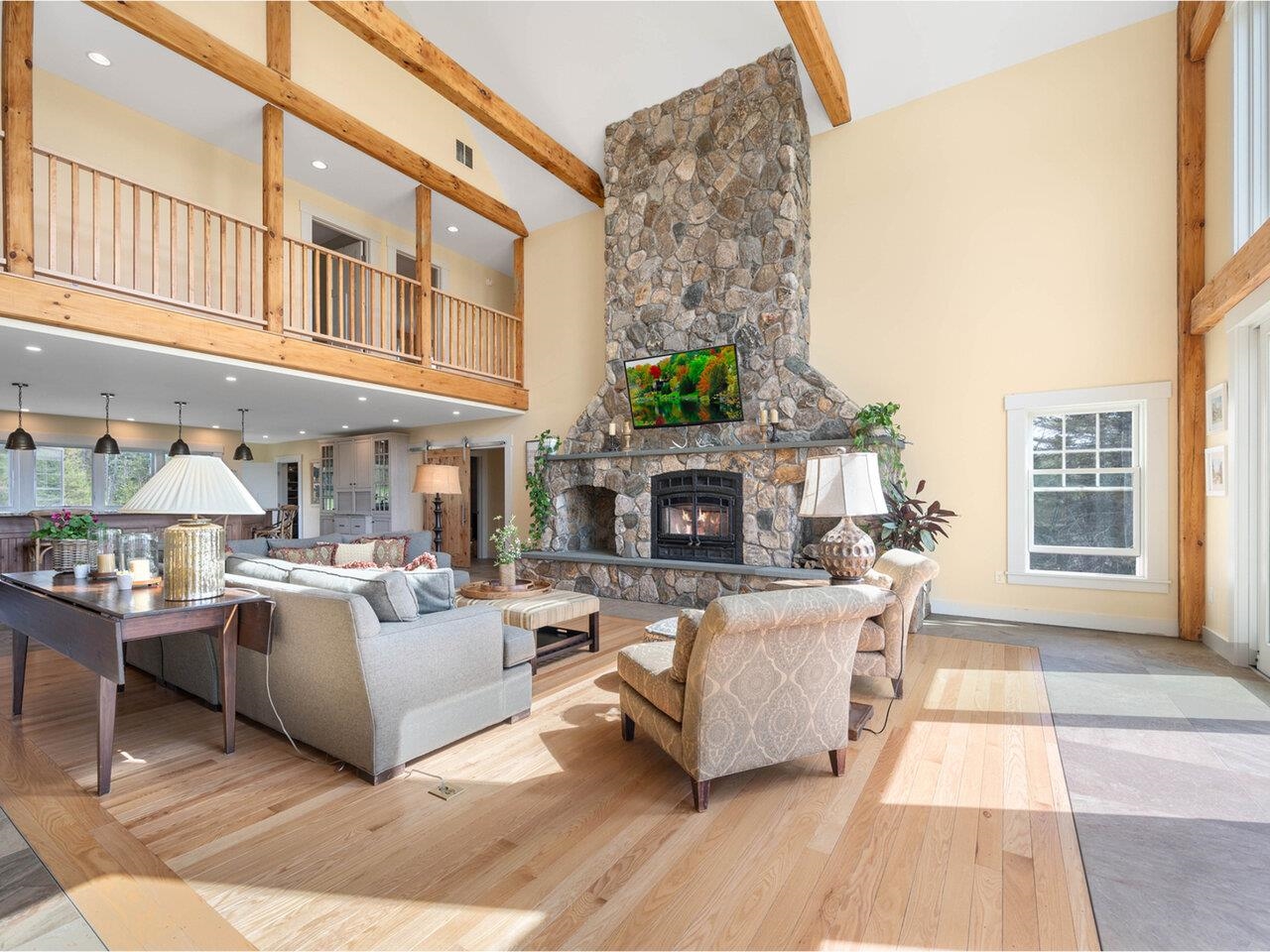 Elegant stone hearth in LR