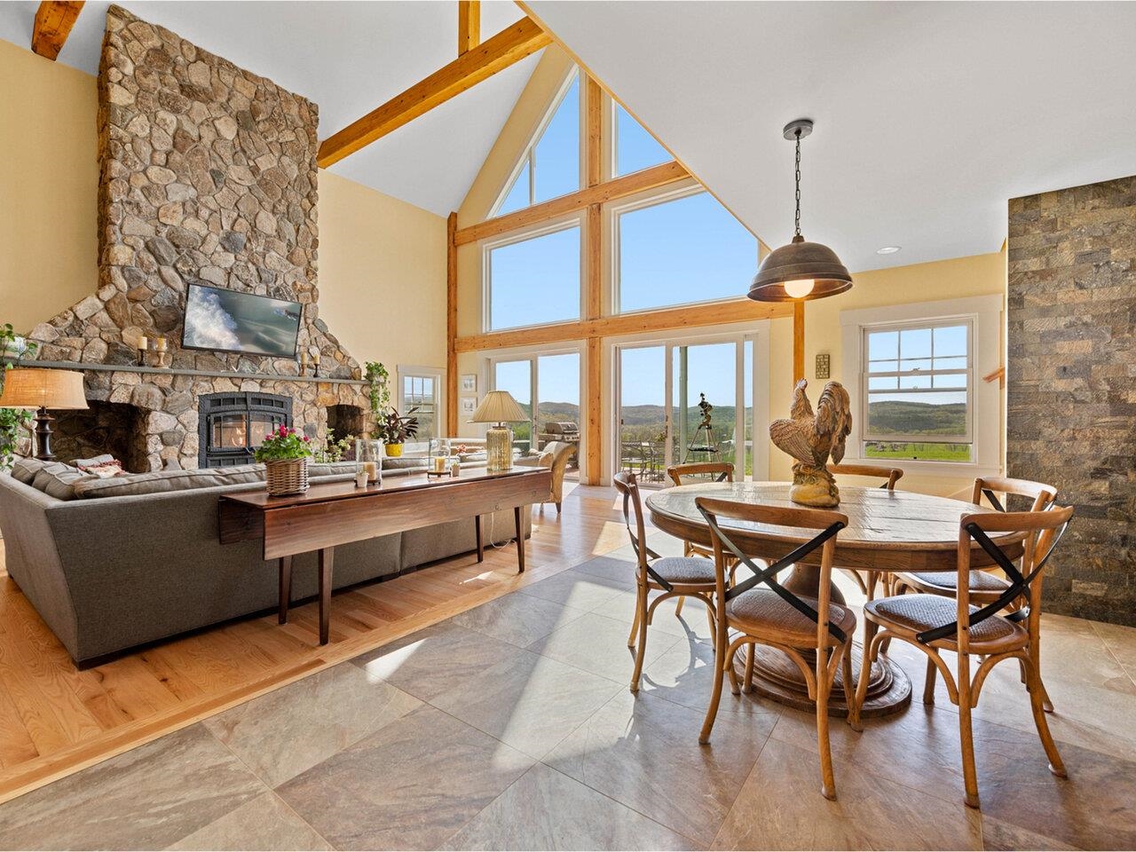 Living connects to dining room