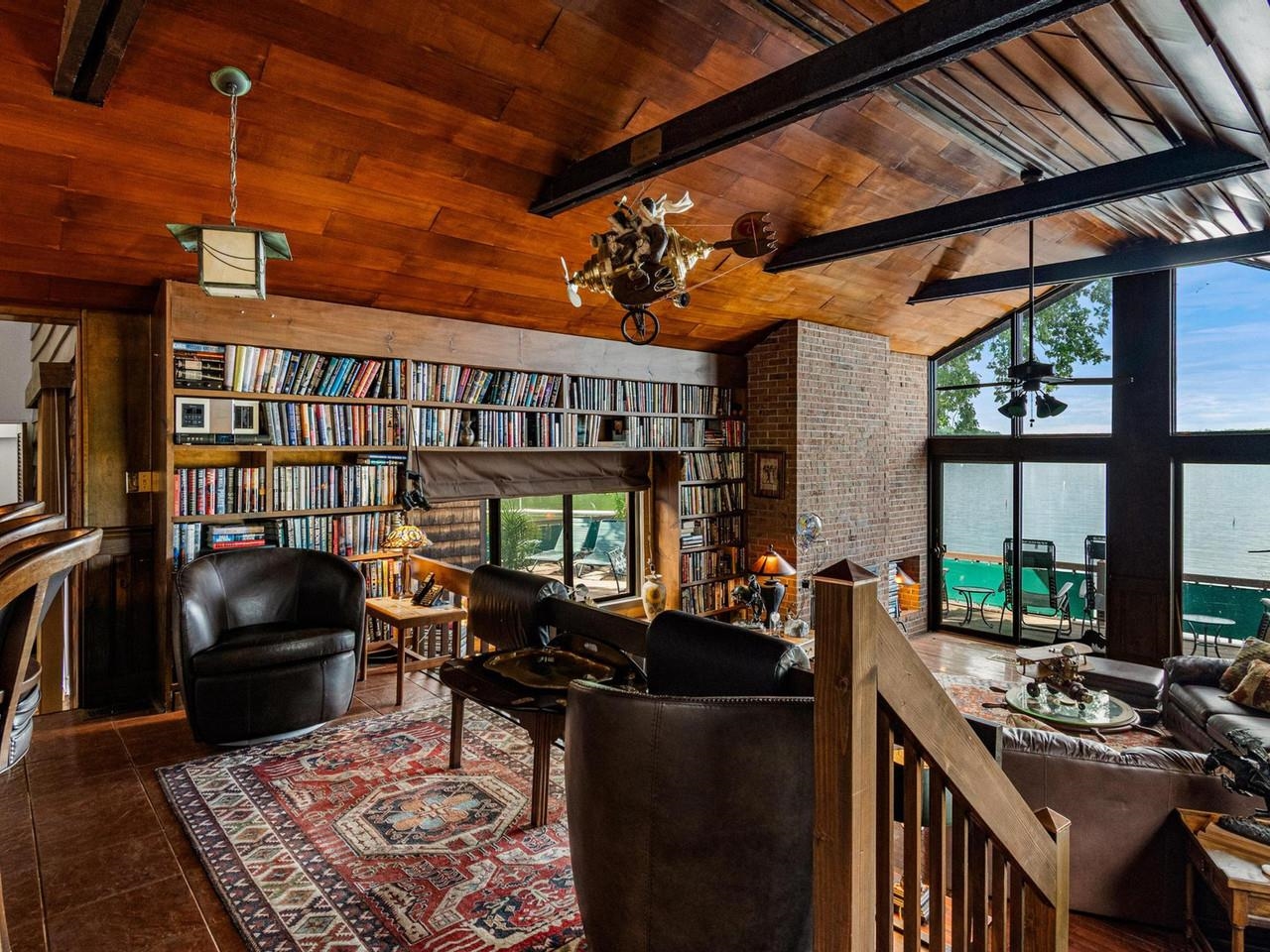Living Room with Vaulted Beams