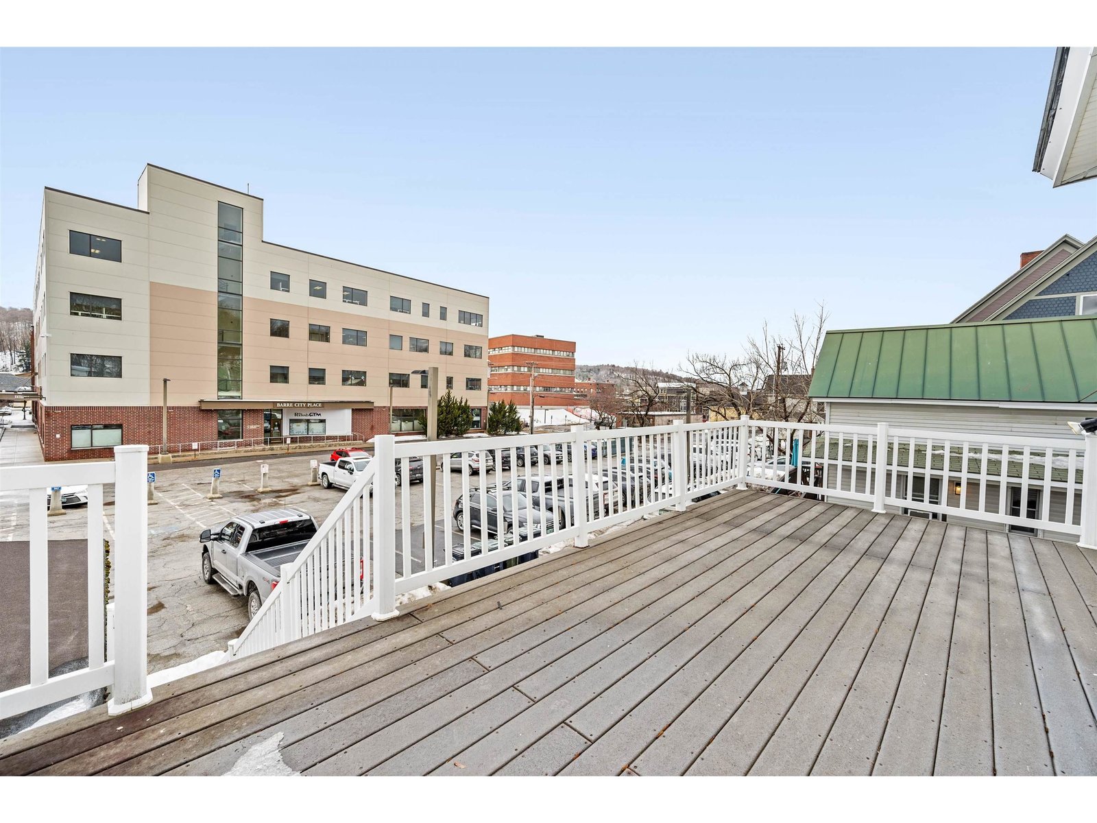 2nd story deck overlooking the city