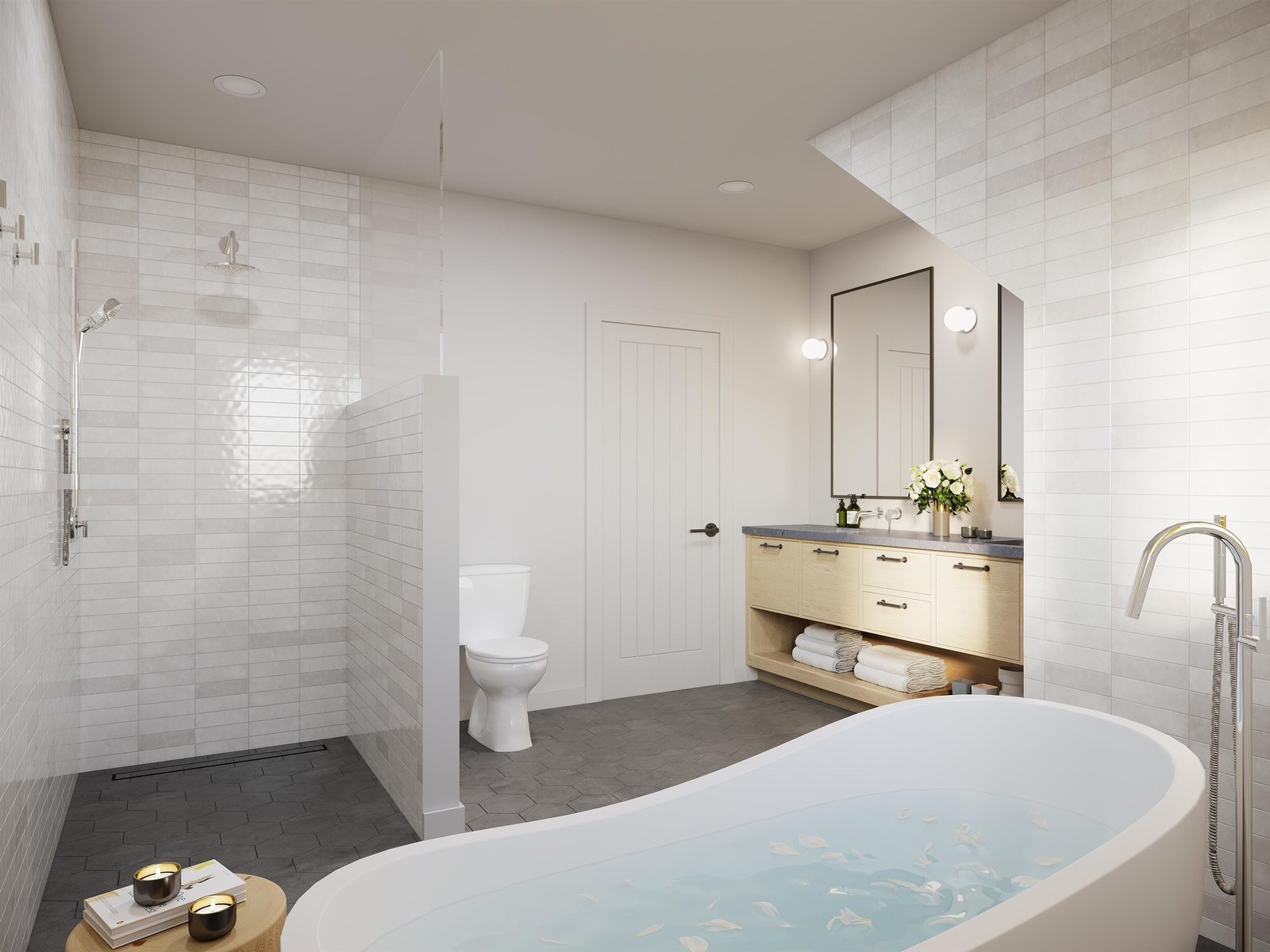 Luxurious bathroom with soaking tub