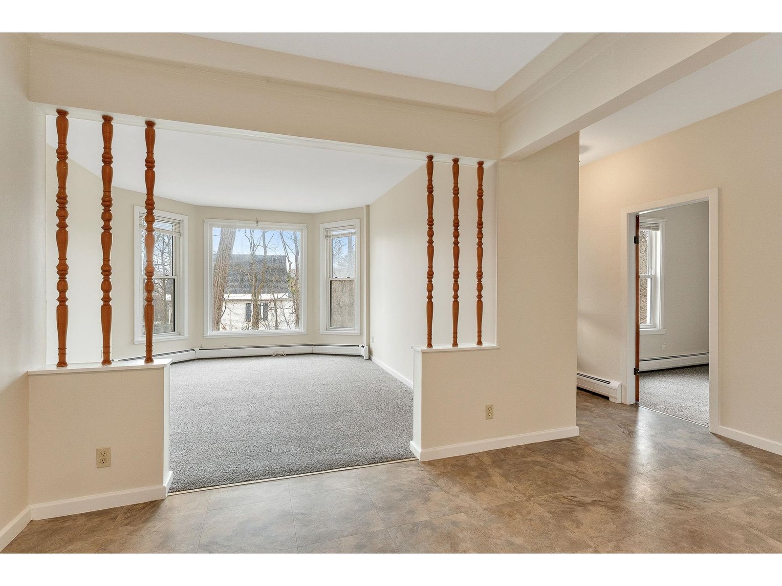 Large windows in living area of unit 1