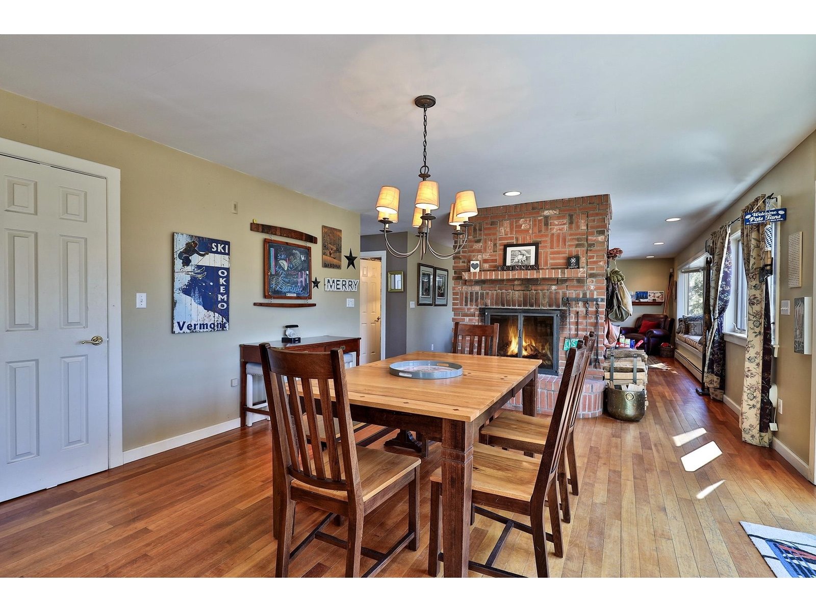 Eat in kitchen with fireplace and views