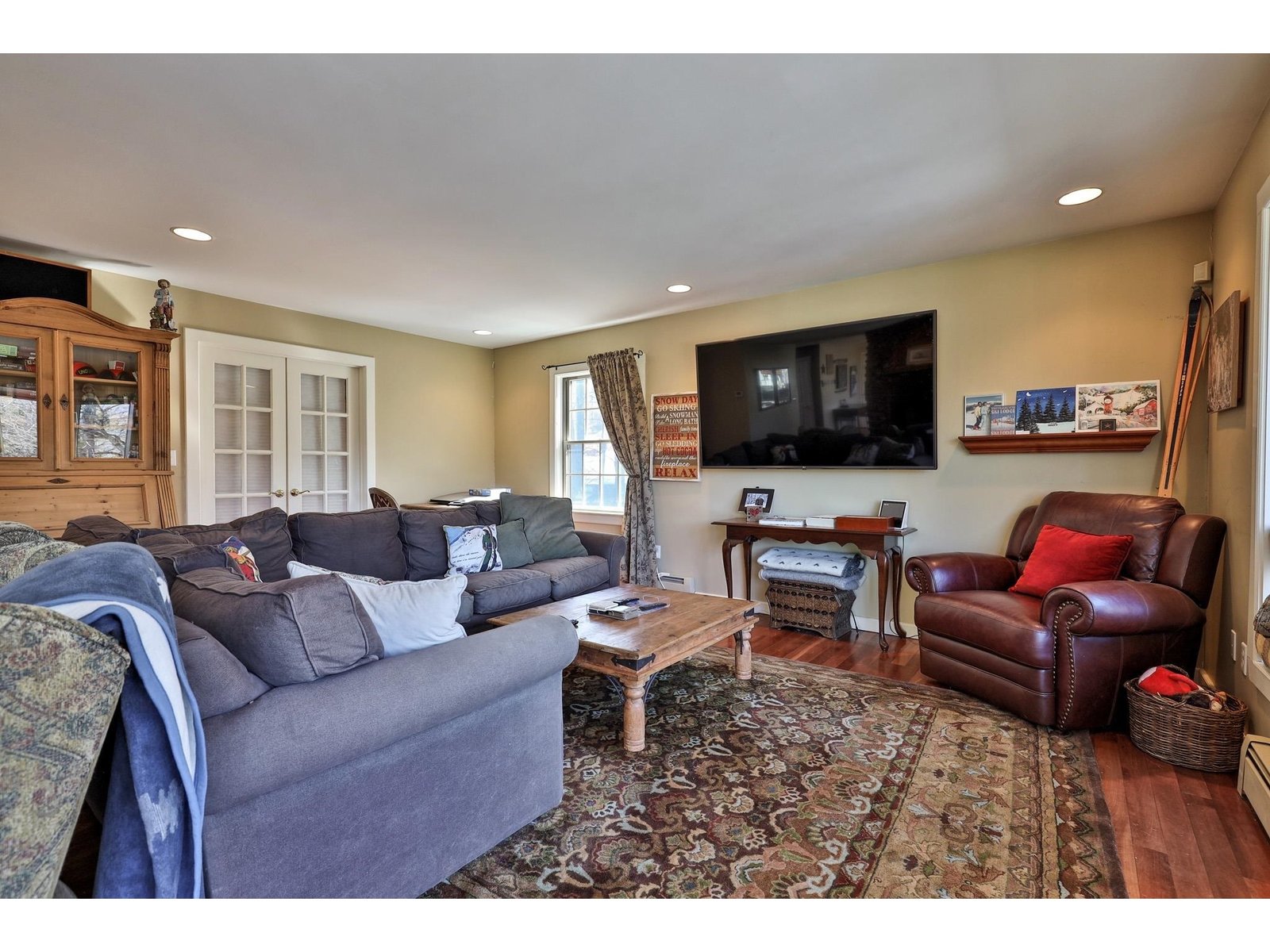 Living area with French doors to office
