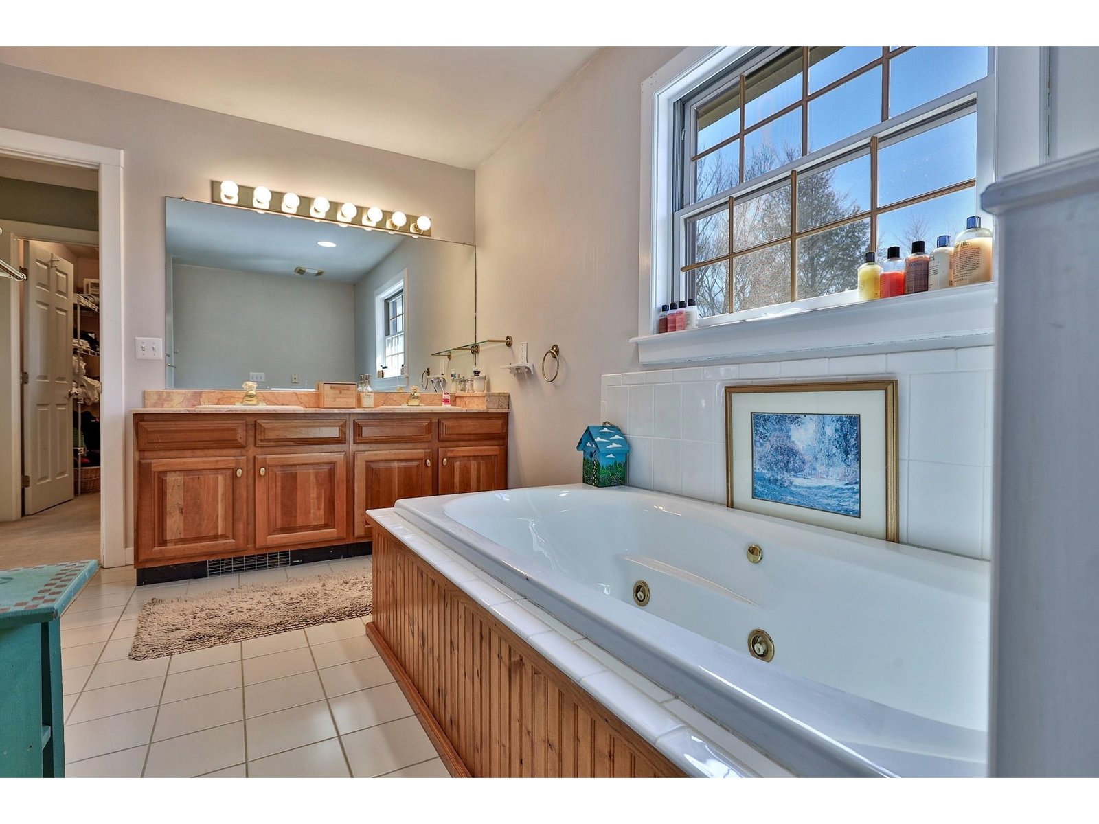 Primary bath with shower and soaking tub