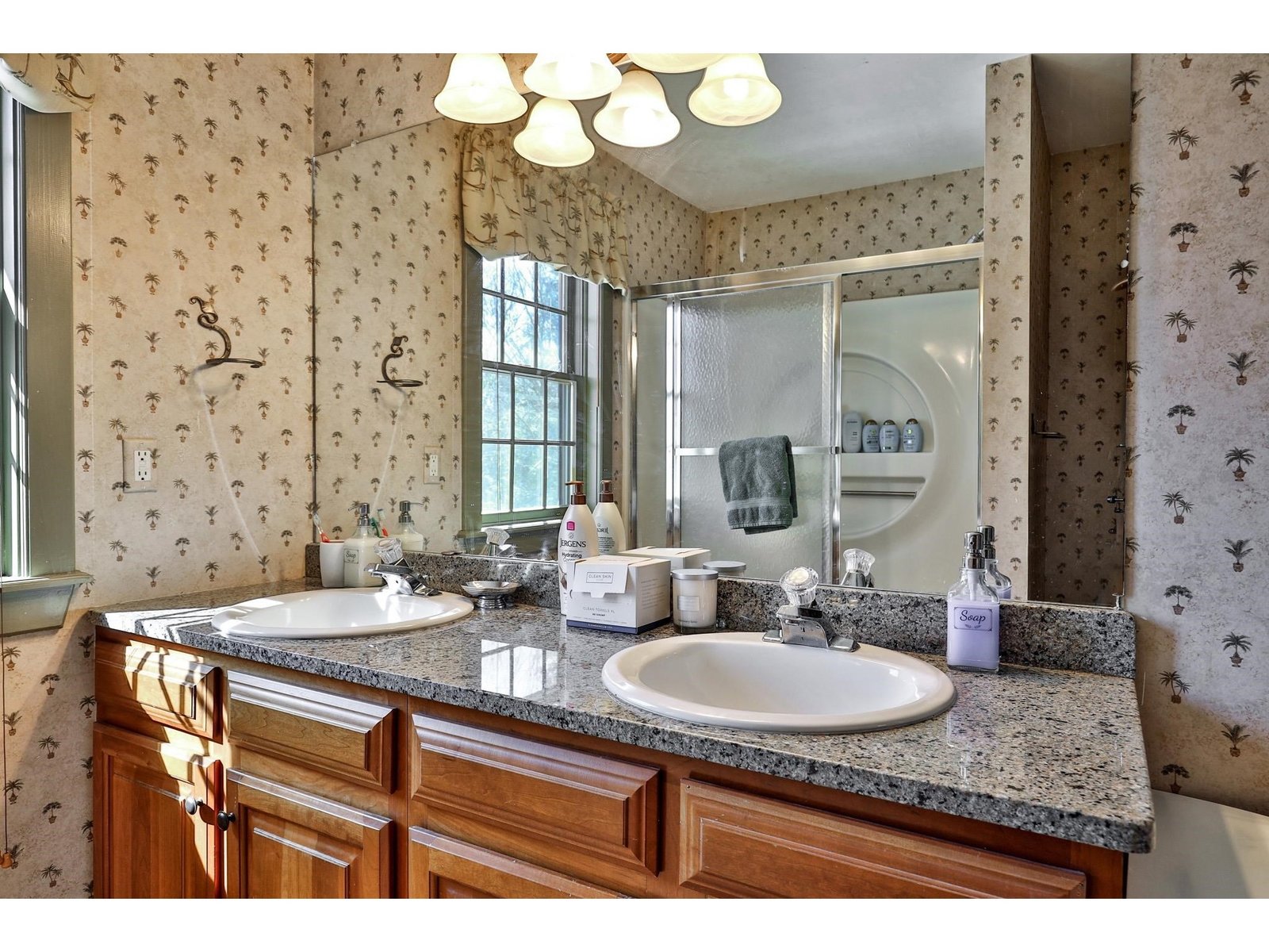 Second floor bathroom with double vanity
