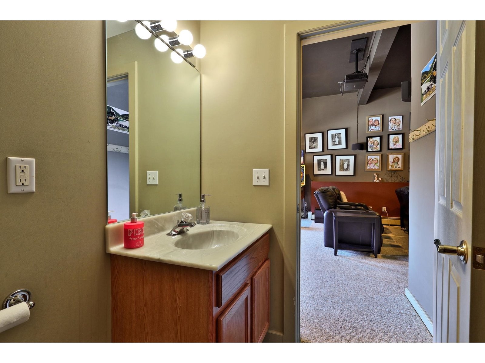 Lower level bath with shower