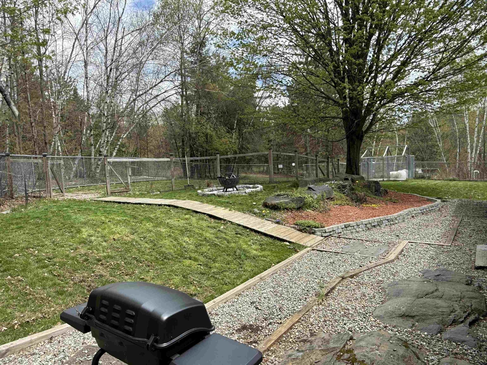 backyard w/dog fencing & kennels