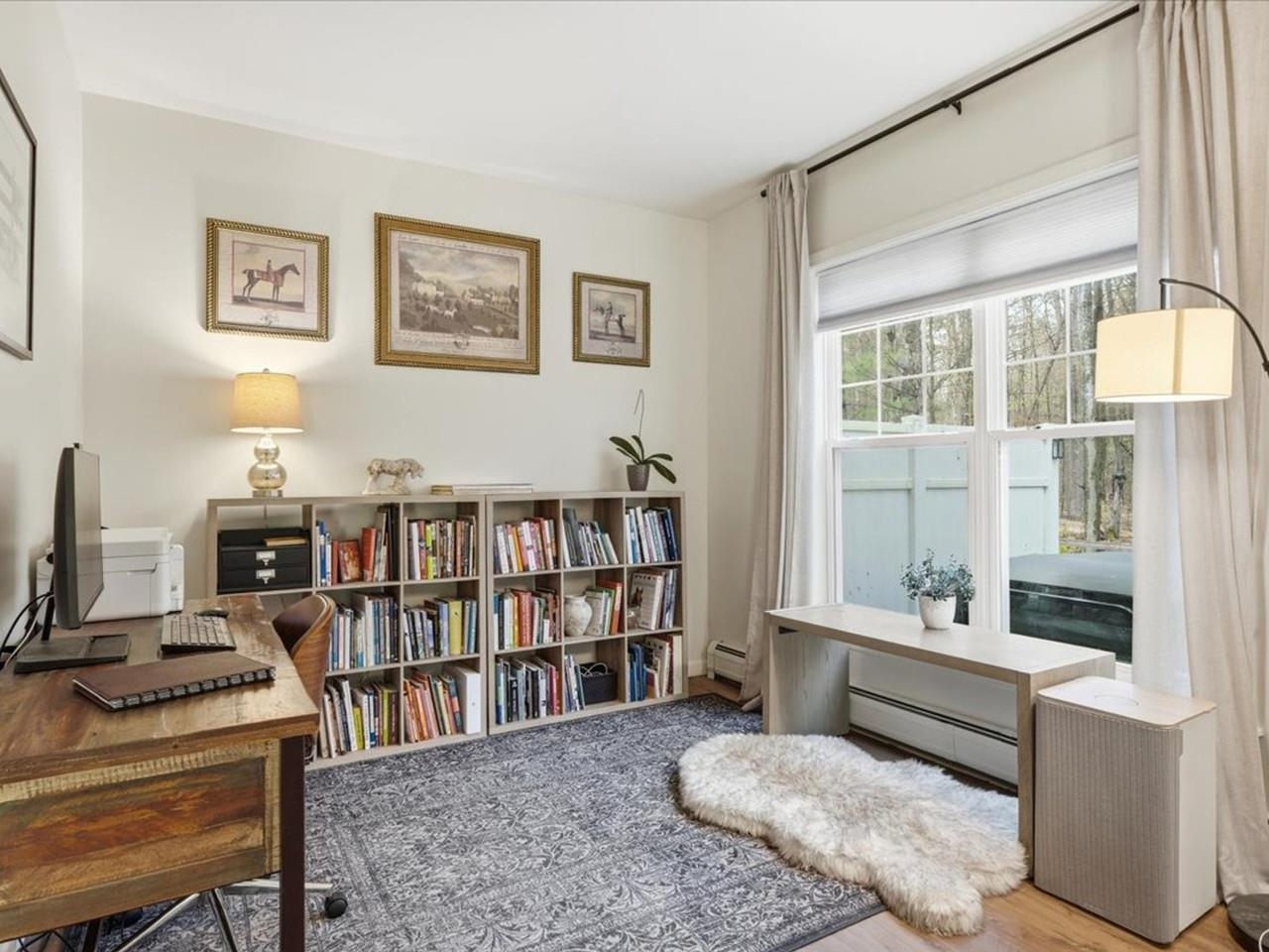 Home office with large window