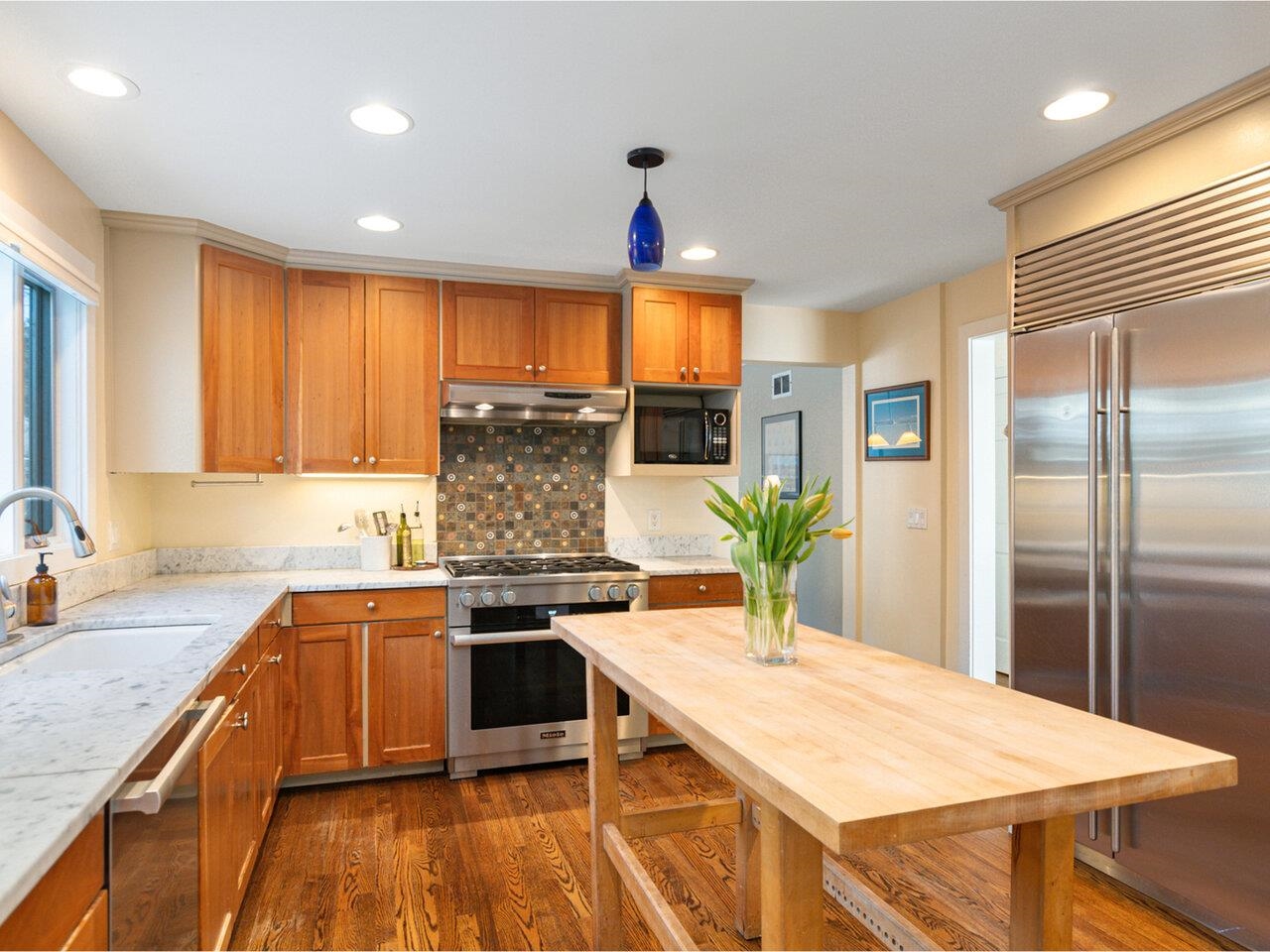 Kitchen with Marble Counters