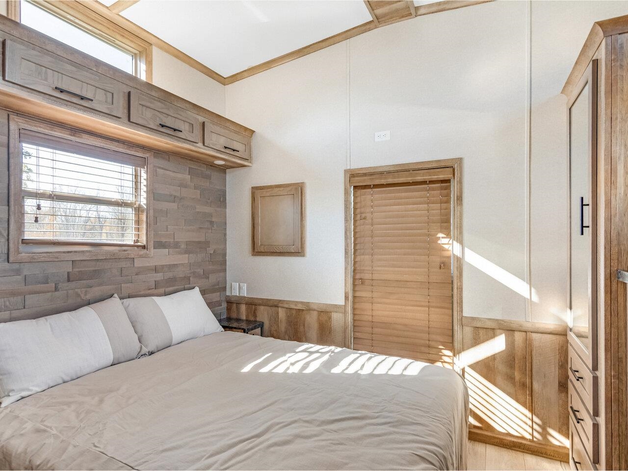 Sunlit primary bedroom
