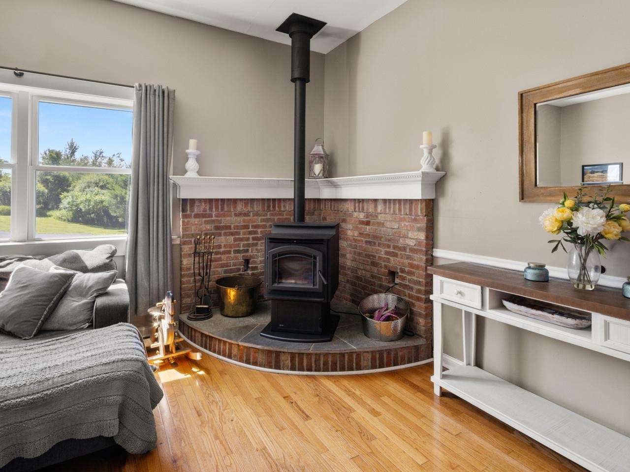 Pellet Stove with Brick Hearth