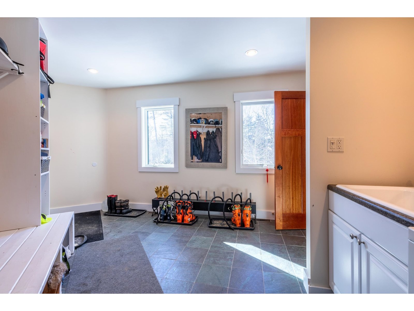 Mudroom and laundry on main level with access to attached garage