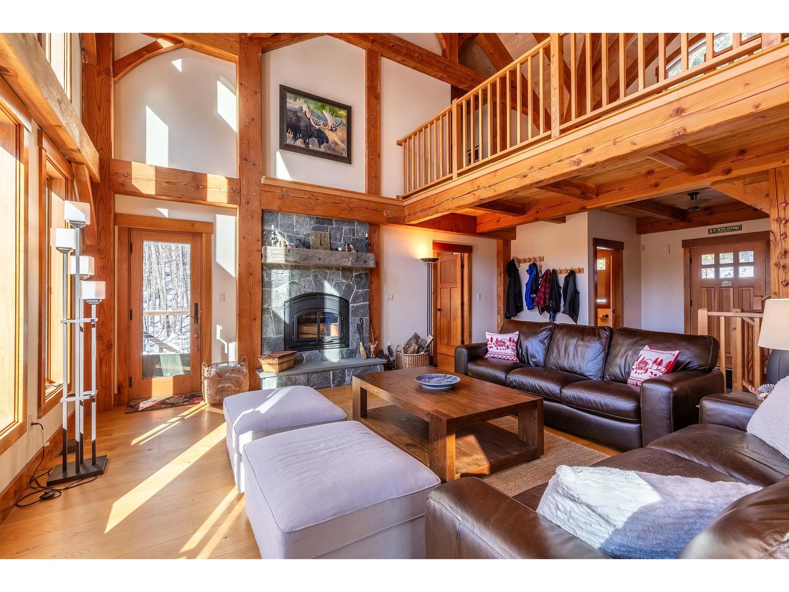 Living room with cathedral ceiling
