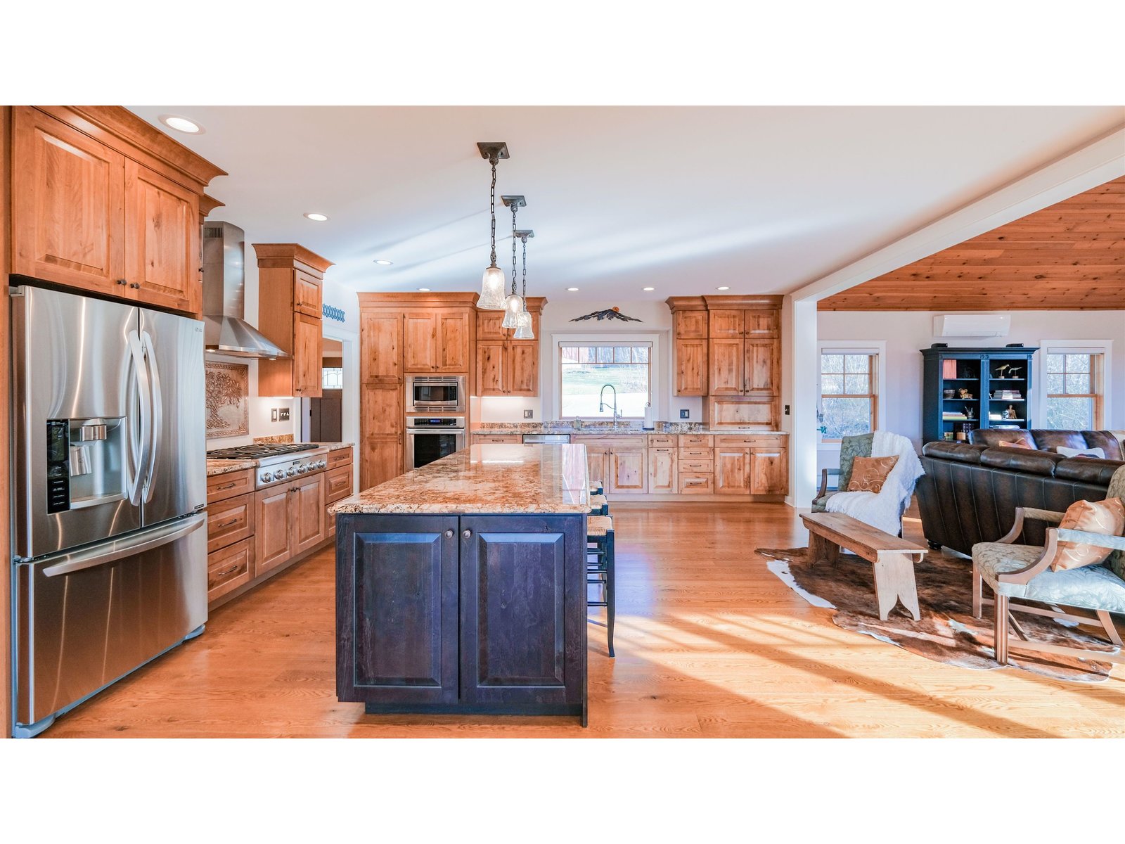 Island with granite countertops