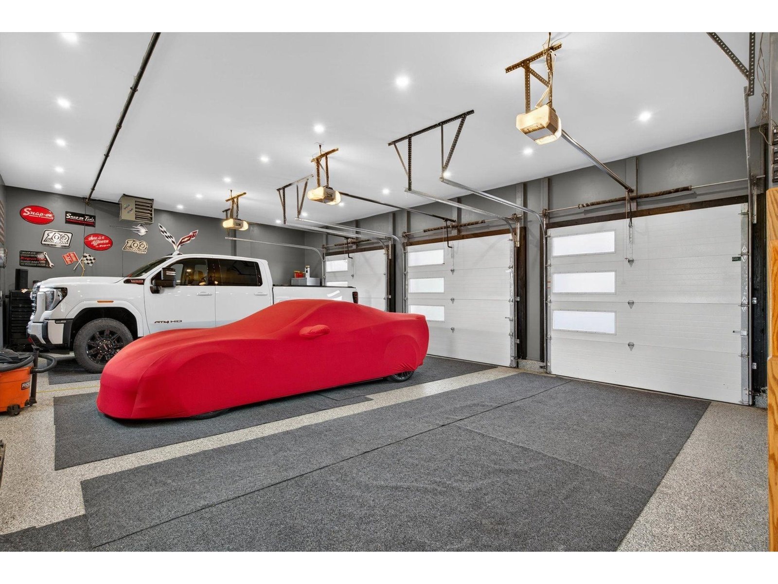 Attached Heated Three Car Garage