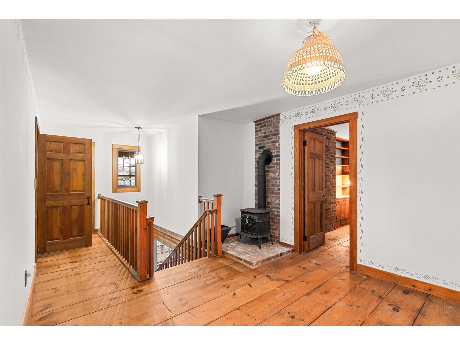 Second floor landing, sitting space with wood stove